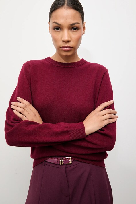 Answear.LAB sweter wełniany damski kolor bordowy lekki