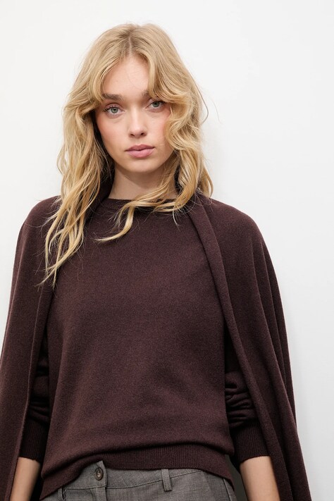 Answear.LAB sweter wełniany damski kolor brązowy lekki