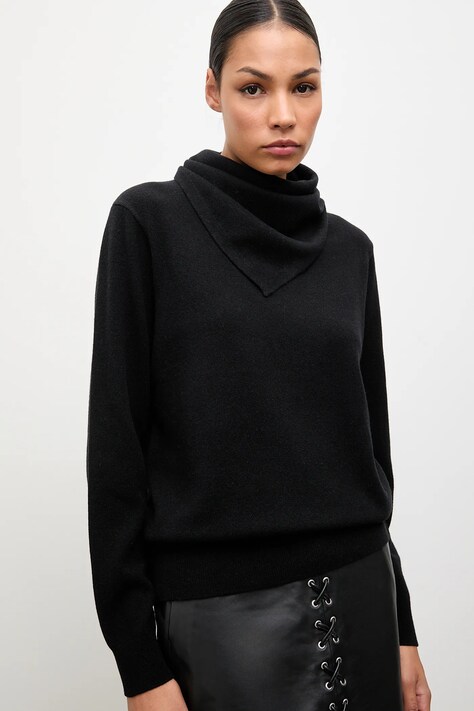 Answear.LAB sweter wełniany damski kolor czarny lekki