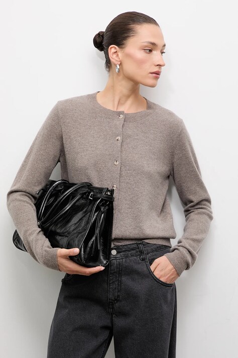 Kardigan z merino vlny Answear.LAB hnedá farba, ľahký