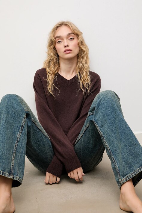 Answear.LAB sweter wełniany damski kolor brązowy lekki