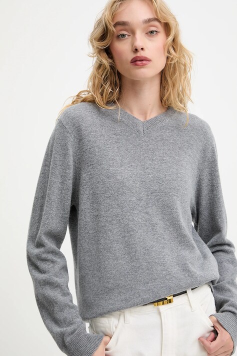 Answear.LAB sweter wełniany damski kolor szary lekki