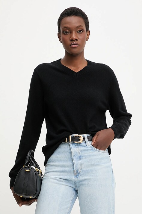 Answear.LAB sweter wełniany damski kolor czarny lekki