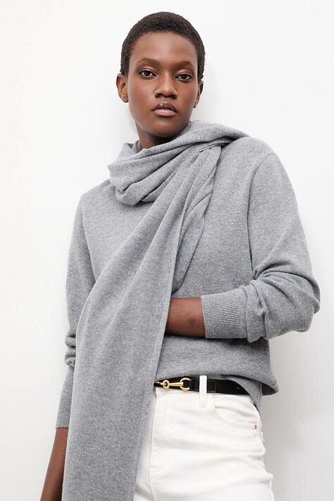 Answear.LAB sweter wełniany damski kolor szary lekki