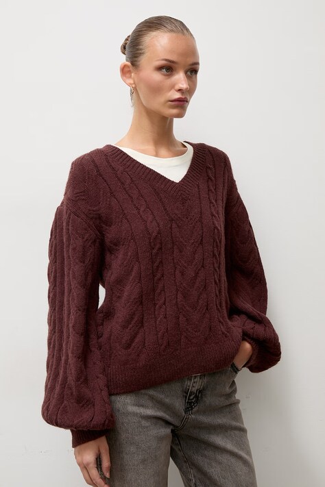 Answear.LAB Sweter damski z wełną brązowy