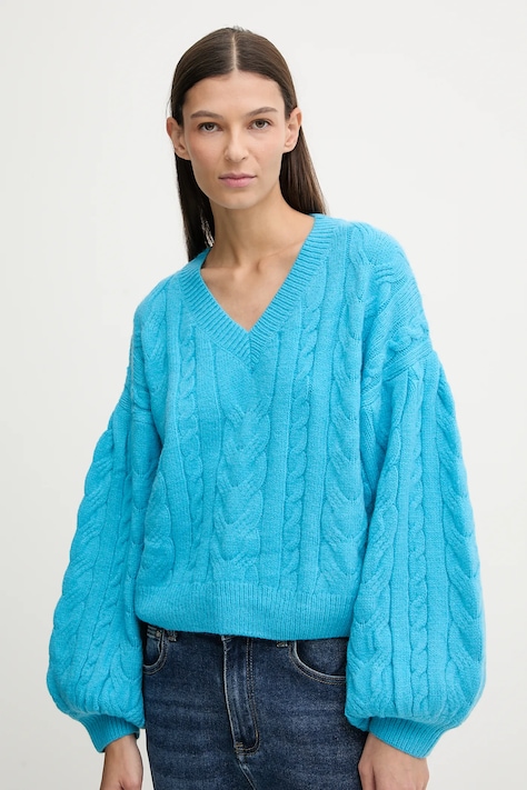 Answear.LAB sweter z wełną damski kolor niebieski ciepły