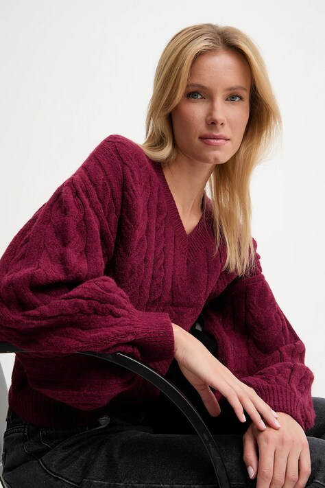 Answear.LAB sweter z wełną damski kolor bordowy ciepły