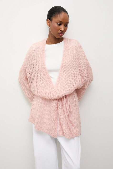Answear.LAB kardigan z dodatkiem wełny damski kolor różowy lekki
