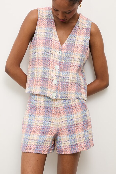 Answear.LAB szorty damskie kolor różowy wzorzyste high waist