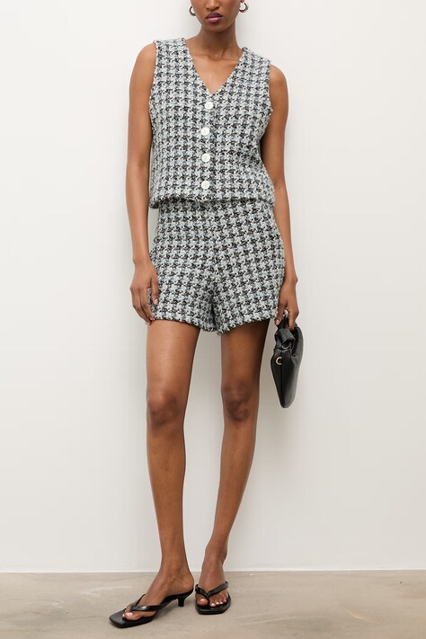 Answear.LAB szorty damskie kolor niebieski wzorzyste high waist