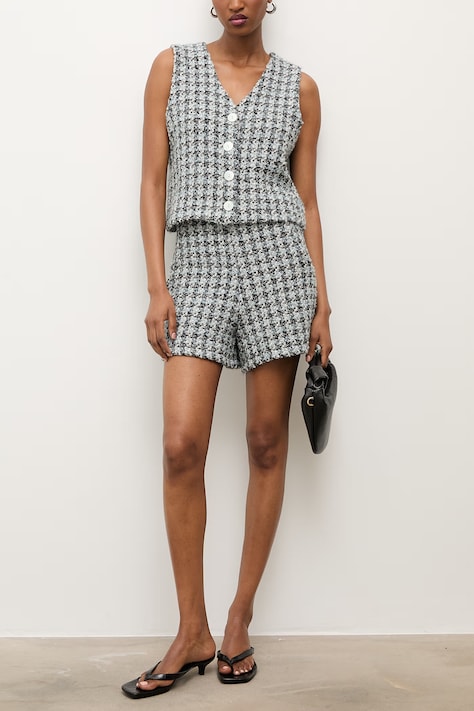 Answear.LAB szorty damskie kolor niebieski wzorzyste high waist