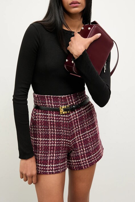 Answear.LAB szorty damskie kolor bordowy wzorzyste high waist