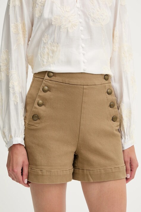 Answear Lab szorty damskie kolor beżowy gładkie high waist