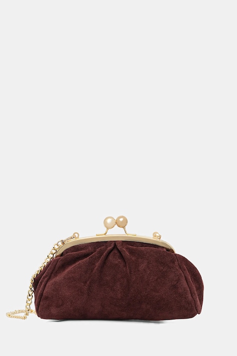 Answear.LAB kopertówka zamszowa kolor bordowy