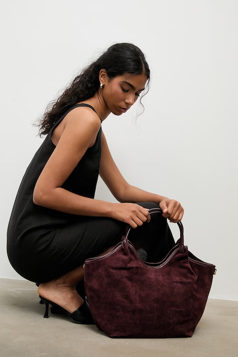 Torba od brušene kože Answear.LAB boja: bordo