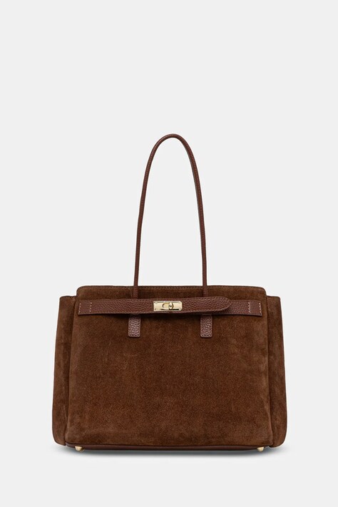 Answear.LAB torebka zamszowa kolor brązowy