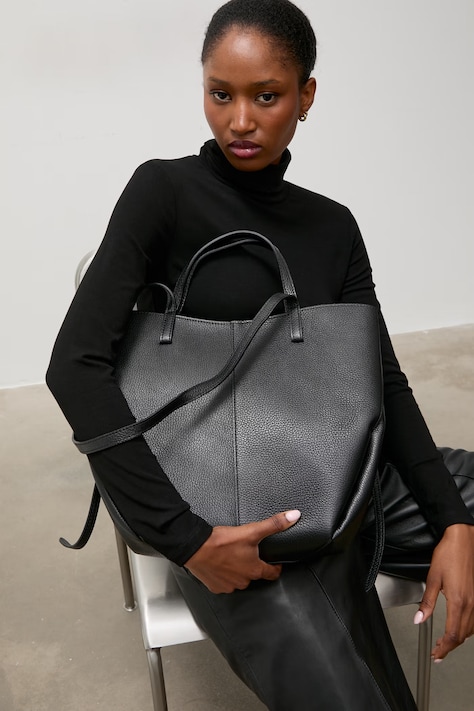 Answear.LAB shopper γυναικεία δερμάτινη μαύρη