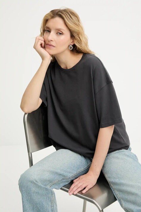 Answear.LAB t-shirt bawełniany damski kolor szary