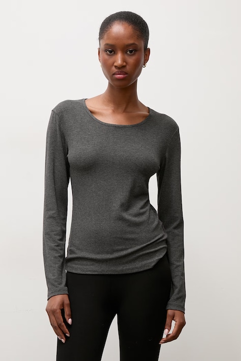 Answear.LAB longsleeve damski bawełniany z elastanem szary