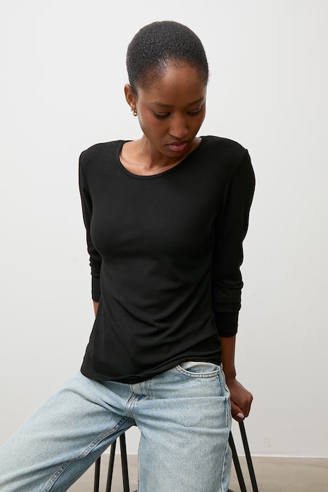 Answear.LAB longsleeve damski bawełniany z elastanem czarny