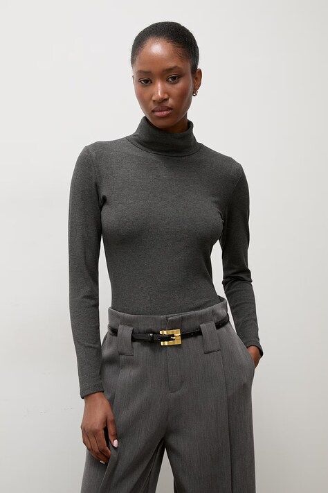 Answear.LAB Longsleeve damski bawełniany z elastanem szary