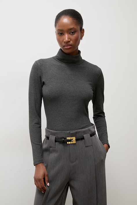 Answear.LAB Longsleeve damski bawełniany z elastanem szary