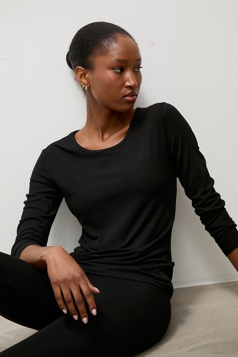 Answear.LAB Longsleeve damski bawełniany z elastanem czarny