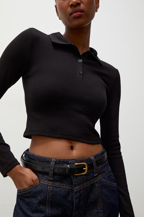Answear.LAB Longsleeve damski bawełniany z elastanem czarny