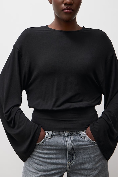 Answear.LAB Longsleeve damski z modalem czarny