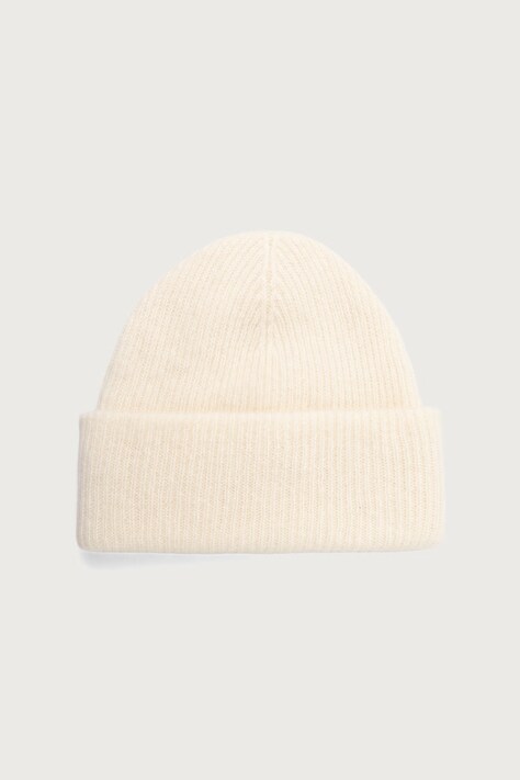 Answear.LAB Czapka beanie damska wełniana z dodatkiem kaszmiru beżowa