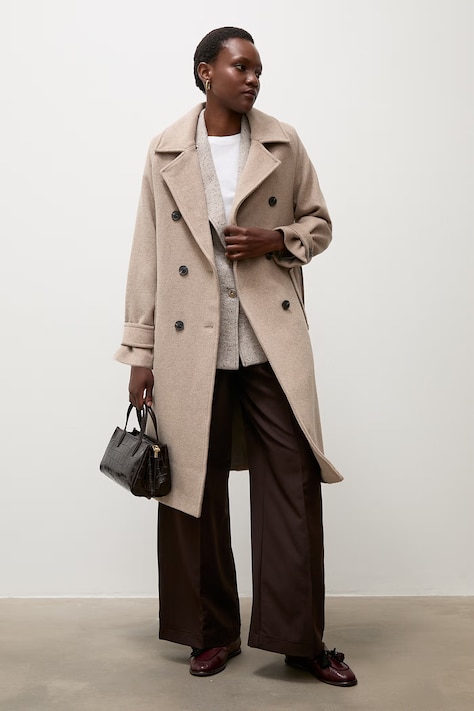 Answear.LAB Płaszcz damski z wełną beżowy