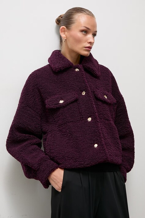 Answear.LAB Kurtka oversize damska fioletowa