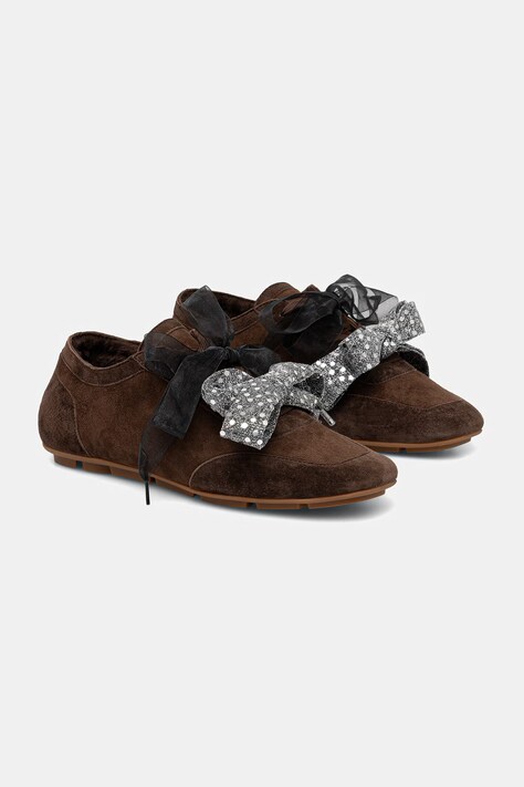 Answear.LAB Sneakersy damskie zamszowe brązowe