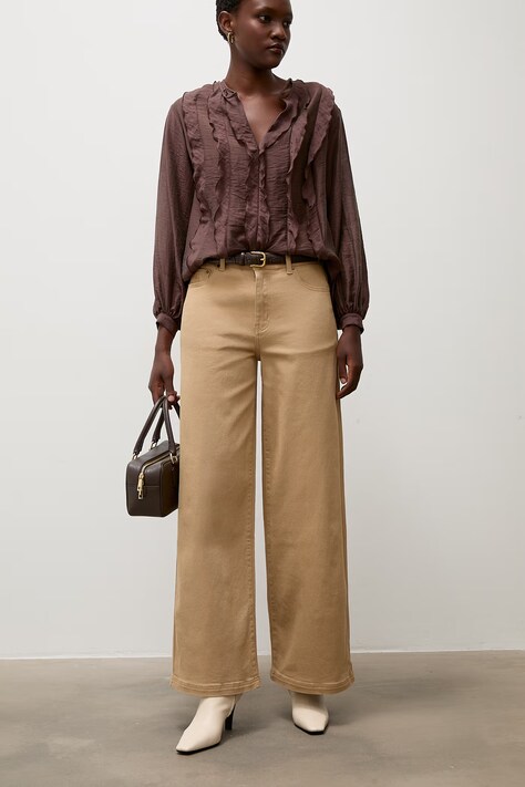 Answear.LAB Jeansy wide leg damskie brązowe