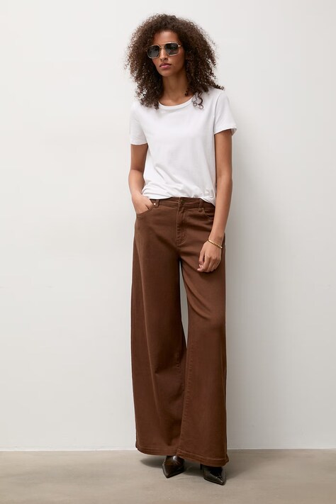 Answear.LAB Jeansy wide leg damskie brązowe