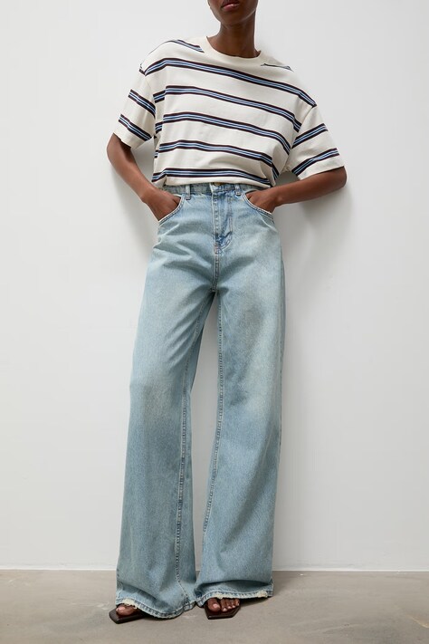 Answear.LAB jeansy wide leg damskie niebieskie