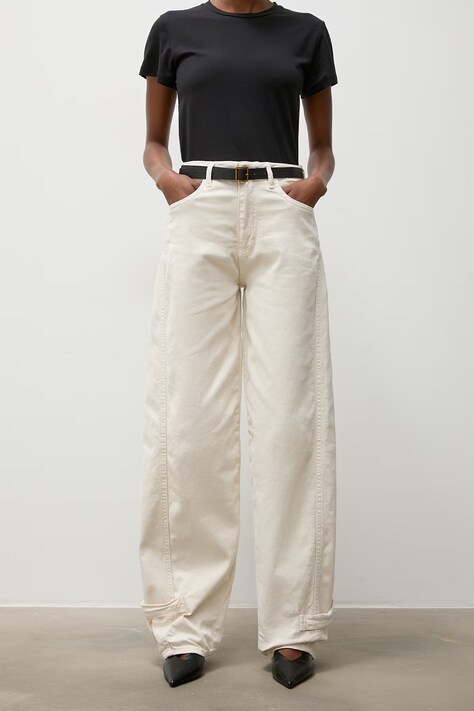 Answear.LAB jeansy straight damskie beżowe