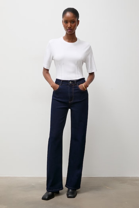 Answear.LAB jeansy straight damskie granatowe