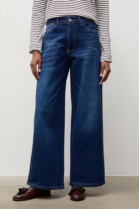Answear.LAB jeansy wide leg damskie niebieskie