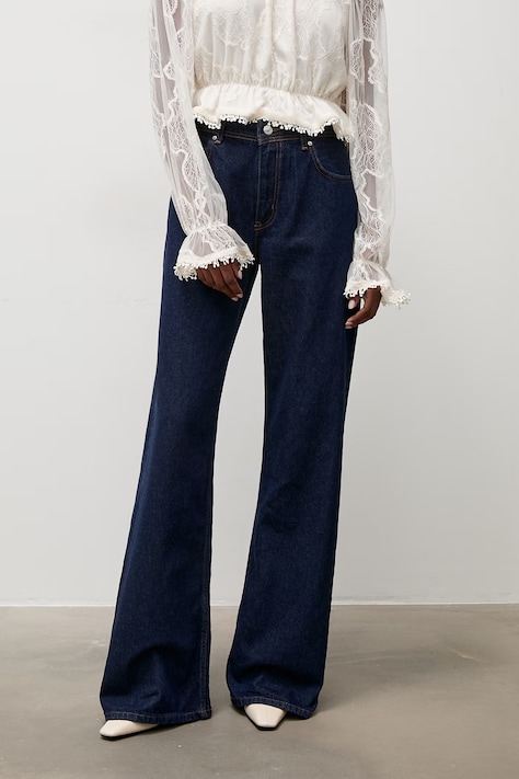 Answear.LAB jeansy wide leg damskie granatowe