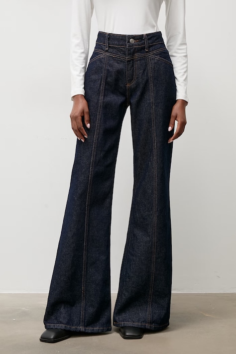 Answear.LAB Jeansy wide leg damskie granatowe