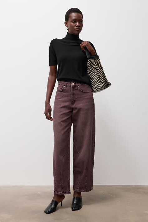 Answear.LAB Jeansy boyfriend damskie bordowe
