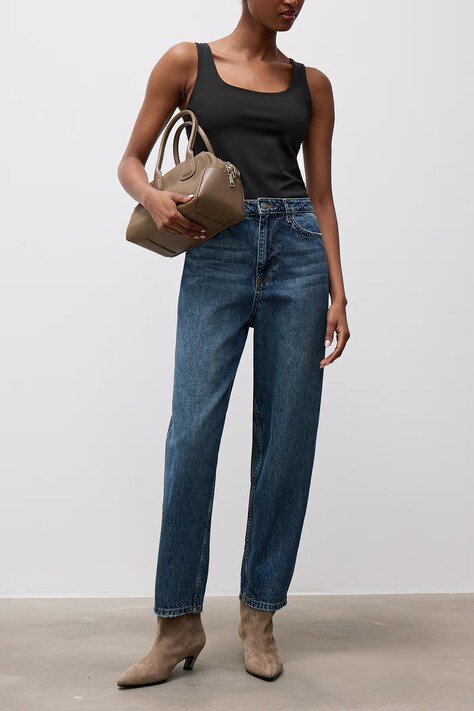Answear.LAB Jeansy mom fit damskie niebieskie