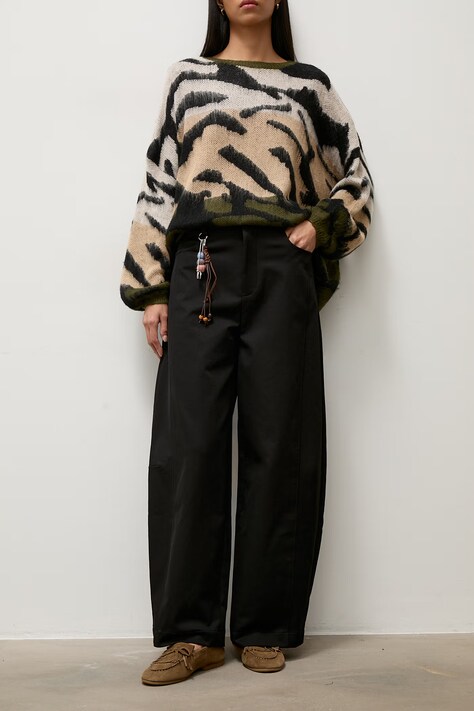 Answear.LAB spodnie wide leg damskie z bawełną czarne high waist