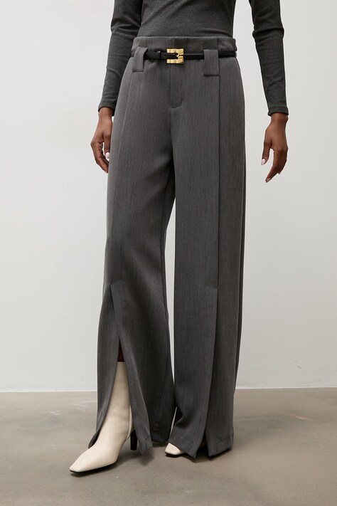 Answear.LAB spodnie damskie z wiskozą szare high waist