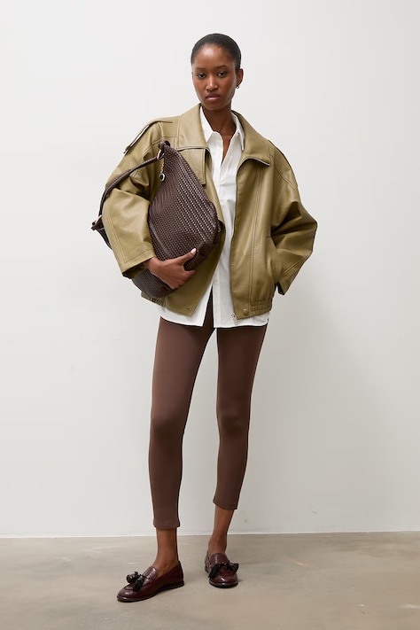 Answear.LAB Legíny dámske bavlnené s elastanom hnedé high waist