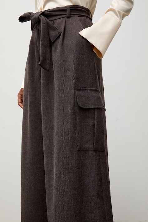 Answear.LAB Spodnie damskie z wiskozą brązowe high waist
