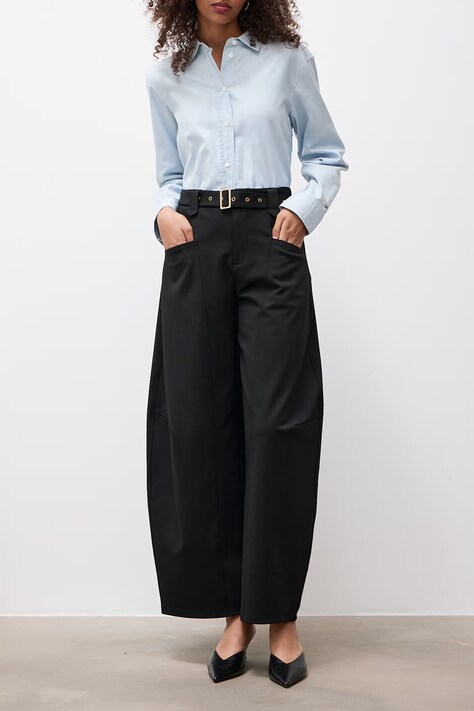 Answear.LAB Spodnie damskie z bawełną czarne high waist