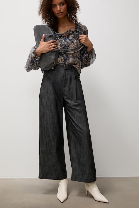 Answear.LAB spodnie damskie z bawełną szare high waist