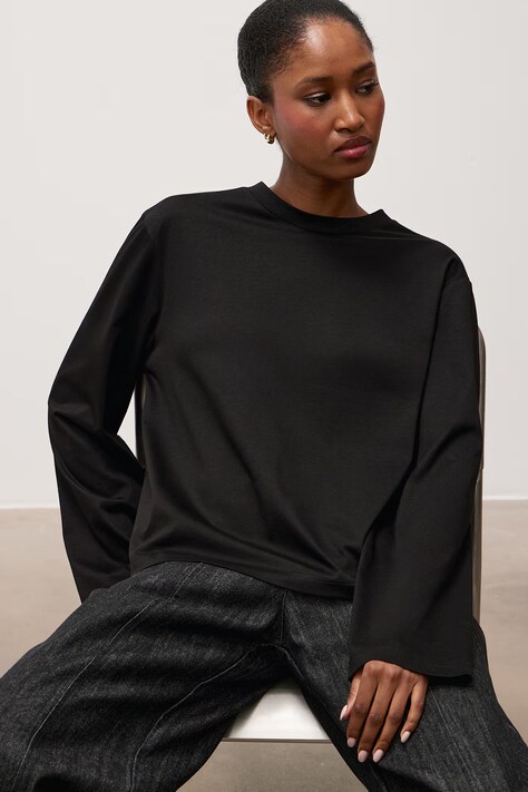 Answear.LAB Longsleeve damski bawełniany czarny
